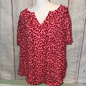 Liz Claiborne Pink Leaf Print Blouse